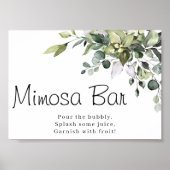 Eukalyptus Watercolor Mimosa Bar Poster-Zeichen Poster (Vorne)