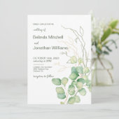 Eukalyptus Watercolor Minimalistische Hochzeit Einladung (Stehend Vorderseite)