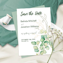 Eukalyptus Watercolor Minimalistische Hochzeit Save The Date
