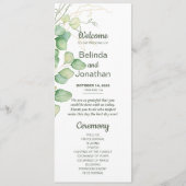 Eukalyptus Watercolor Minimalistische Hochzeitspro Programm (Vorderseite)