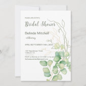 Eukalyptus Watercolor Minimalistisches Brautparty Einladung (Vorderseite)