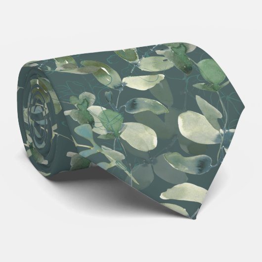 Eukalyptus Watercolor Pattern Neck Tie Krawatte (Gerollt)