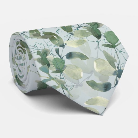Eukalyptus Watercolor Pattern Neck Tie Krawatte (Gerollt)