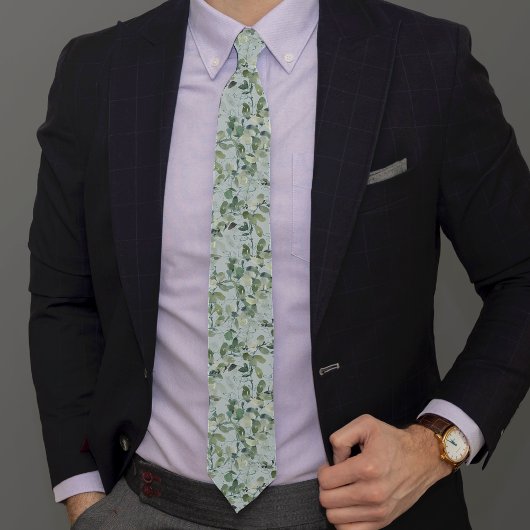 Eukalyptus Watercolor Pattern Neck Tie Krawatte