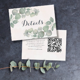 Eukalyptus Watercolor QR Code Hochzeitdetails Begleitkarte
