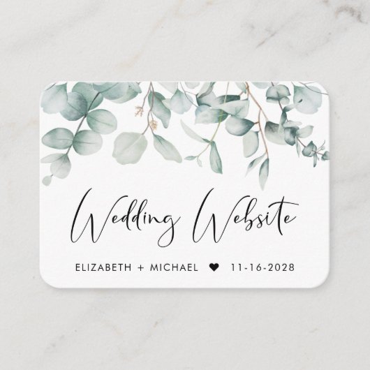Eukalyptus Watercolor QR Code Hochzeitsseite Begleitkarte (Vorderseite)