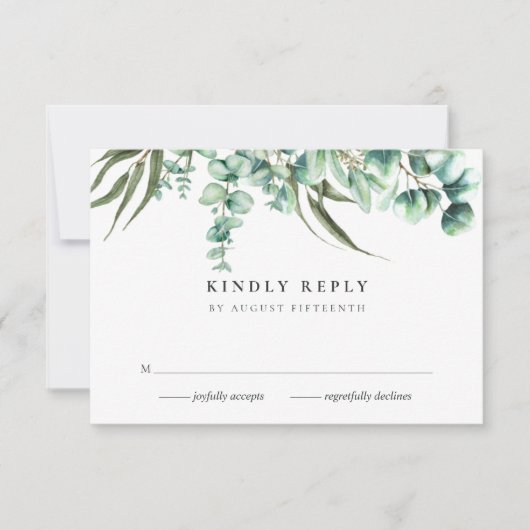 Eukalyptus Watercolor RSVP Cards Karte (Vorderseite)