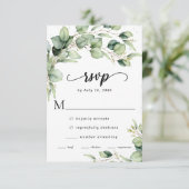 Eukalyptus Watercolor RSVP-Karte RSVP Karte (Stehend Vorderseite)