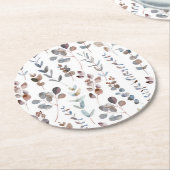 Eukalyptus Watercolor Runder Pappuntersetzer (Angewinkelt)