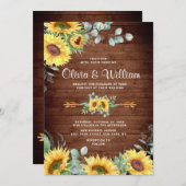 Eukalyptus Watercolor Rustikale Hochzeit Sonnenblu Einladung (Vorne/Hinten)