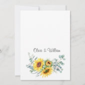 Eukalyptus Watercolor Rustikale Hochzeit Sonnenblu Einladung (Rückseite)