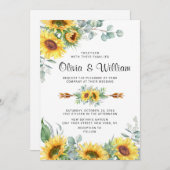 Eukalyptus Watercolor Rustikale Hochzeit Sonnenblu Einladung (Vorne/Hinten)