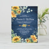 Eukalyptus Watercolor Rustikale Hochzeit Sonnenblu Einladung (Stehend Vorderseite)