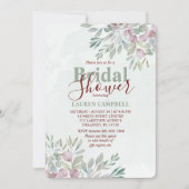 Eukalyptus Watercolor Sage Green Burgund Einladung (Vorderseite)