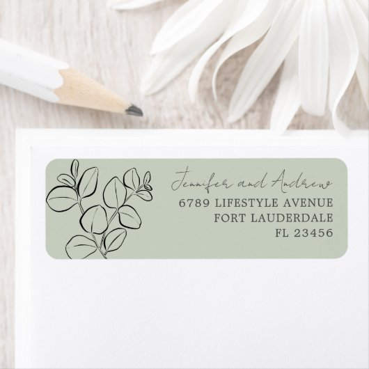 Eukalyptus Watercolor Sage Green Wedding Label (Insitu)