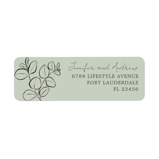 Eukalyptus Watercolor Sage Green Wedding Label (Vorne)