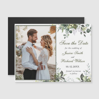 Eukalyptus Watercolor Save the Date Magnetkarte