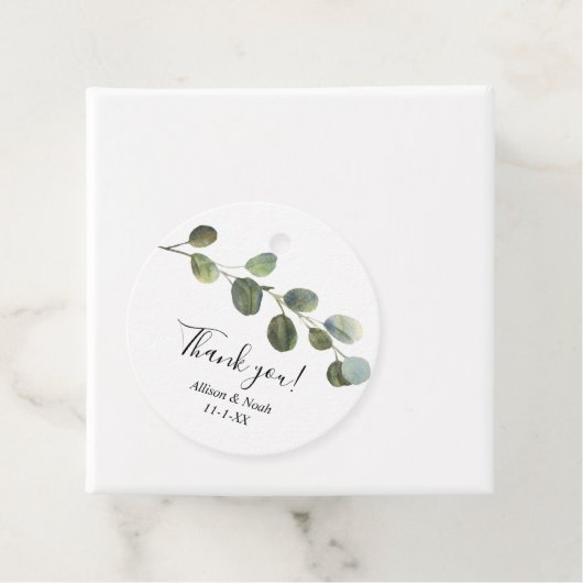 Eukalyptus watercolor Schwarz-weiß Geschenkanhänger (Beispiel)