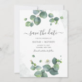 Eukalyptus Watercolor Script Greenery Botanical Save The Date (Vorderseite)