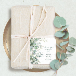 Eukalyptus Watercolor Script Wedding Danke Fav Quadratischer Aufkleber