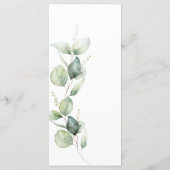 Eukalyptus Watercolor Script Wedding Dinner Menükarte (Rückseite)