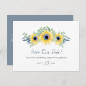 Eukalyptus-Watercolor-Sonnenblume Save the Date Postkarte (Vorne/Hinten)
