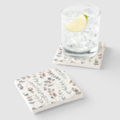 Eukalyptus Watercolor Steinuntersetzer (Seitenansicht)