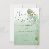 Eukalyptus-Watercolor-Wash Save the Date (Vorderseite)