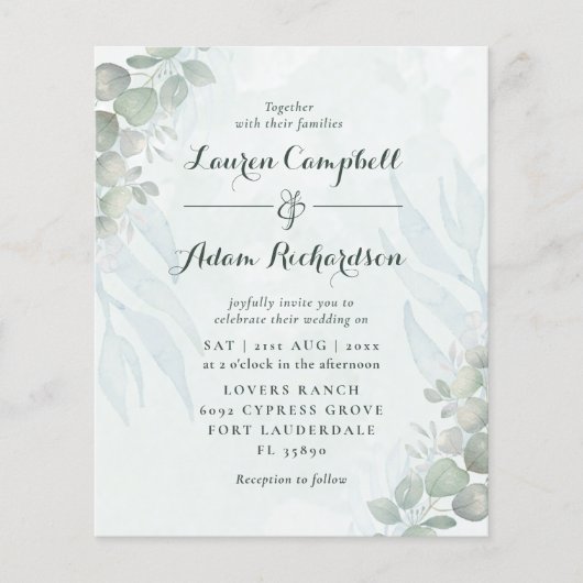 Eukalyptus Watercolor Wedding (Vorderseite)