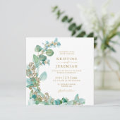 Eukalyptus Watercolor Wedding Einladung (Stehend Vorderseite)