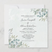 Eukalyptus Watercolor Wedding Einladung (Vorderseite)