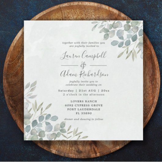Eukalyptus Watercolor Wedding Einladung