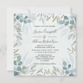 Eukalyptus Watercolor Wedding Einladung (Vorderseite)