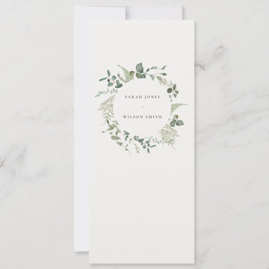 Eukalyptus Watercolor Wedding Menu Card Einladung (Rückseite)