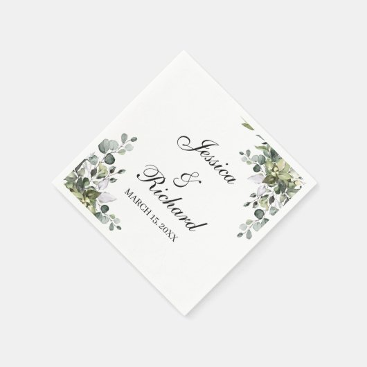 Eukalyptus Watercolor Wedding Napkins Serviette (Ecke)
