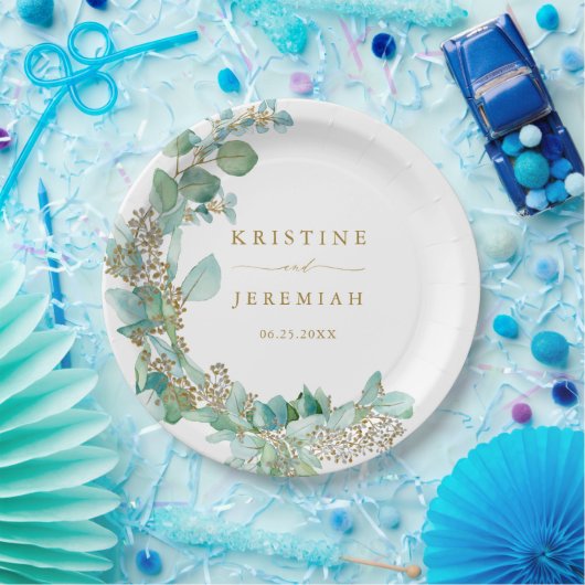 Eukalyptus Watercolor Wedding Pappteller (Party)