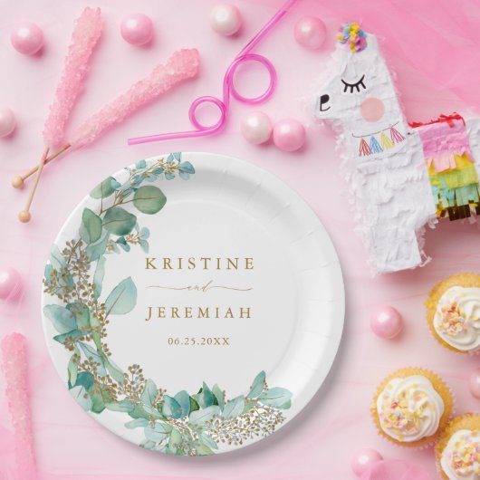 Eukalyptus Watercolor Wedding Pappteller (Party)