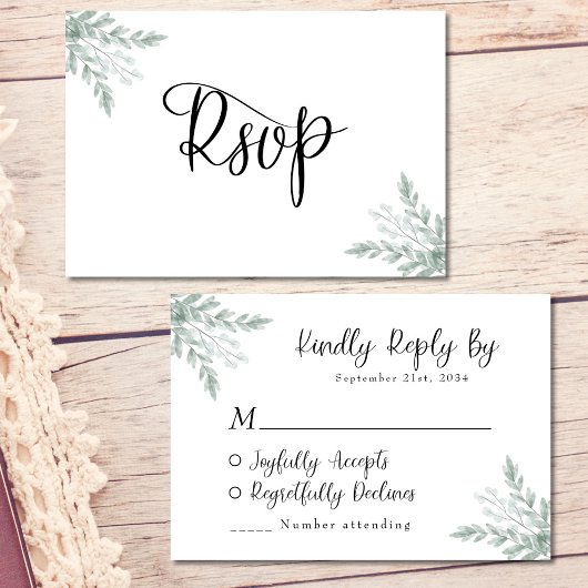 Eukalyptus Watercolor Wedding RSVP Card