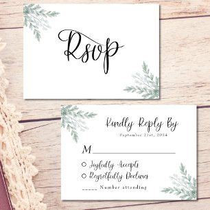 Eukalyptus Watercolor Wedding RSVP Card Karte