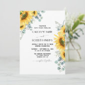 Eukalyptus Watercolor Wedding Rustic Sunflower Einladung (Stehend Vorderseite)
