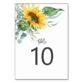 Eukalyptus Watercolor Wedding Rustic Sunflower Tischnummer (Rückseite)