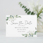 Eukalyptus Watercolor Wedding Save The Date (Stehend Vorderseite)