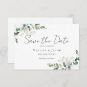 Eukalyptus Watercolor Wedding Save The Date (Vorne/Hinten)