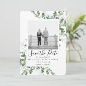 Eukalyptus Watercolor Wedding Save the Date (Stehend Vorderseite)