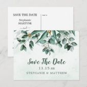 Eukalyptus Watercolor Wedding Save the Date Ankündigungspostkarte (Vorne/Hinten)