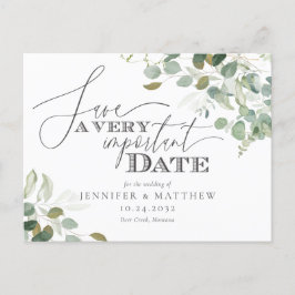 Eukalyptus Watercolor Wedding Save the Date Invita Postkarte