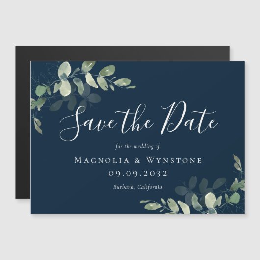 Eukalyptus Watercolor Wedding Save the Date Magnet (Vorne/Hinten)