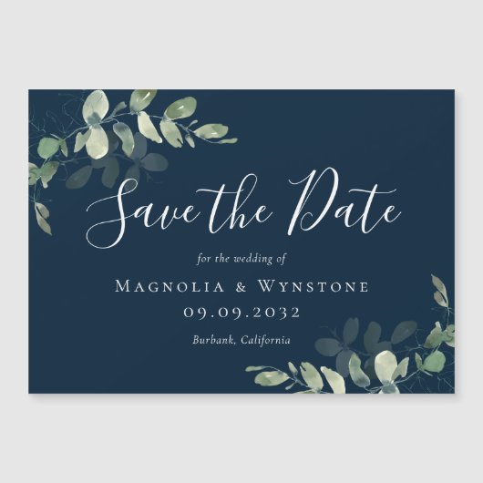 Eukalyptus Watercolor Wedding Save the Date Magnet (Vorderseite)