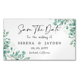 Eukalyptus Watercolor Wedding Save the Date Magnetische Visitenkarte