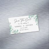 Eukalyptus Watercolor Wedding Save the Date Magnetische Visitenkarte (Beispiel)